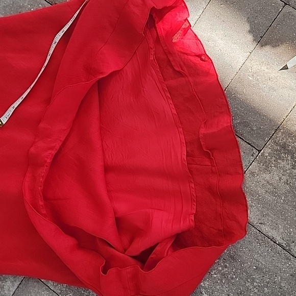 Linen Sleeveless Maxi Dress Sz 10 Side Zipper Asymmetrisal Hem Ruffle Detail - Picture 10 of 11